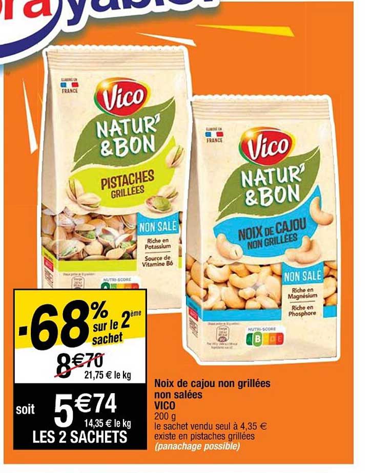 noix de cajou non grillées non salées vico