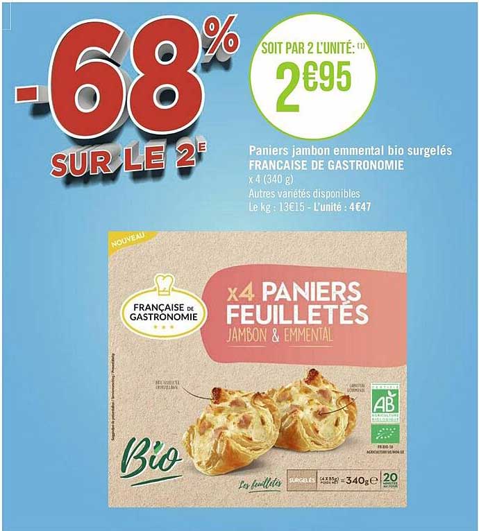 Paniers Jambon Emmental Bio Surgelés Française De Gastronomie