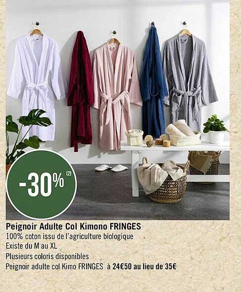 peignoir adulte col kimono fringes