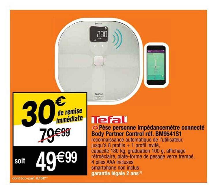 pèse personne impédancemètre connecté body partner control tefal