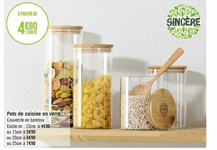 pots de cuisine en verre sincère