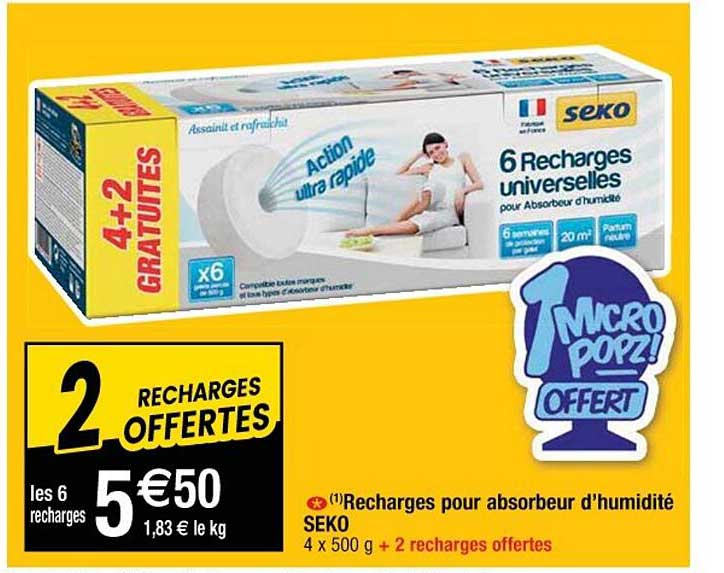 recharges pour absorbeur d'humidité seko