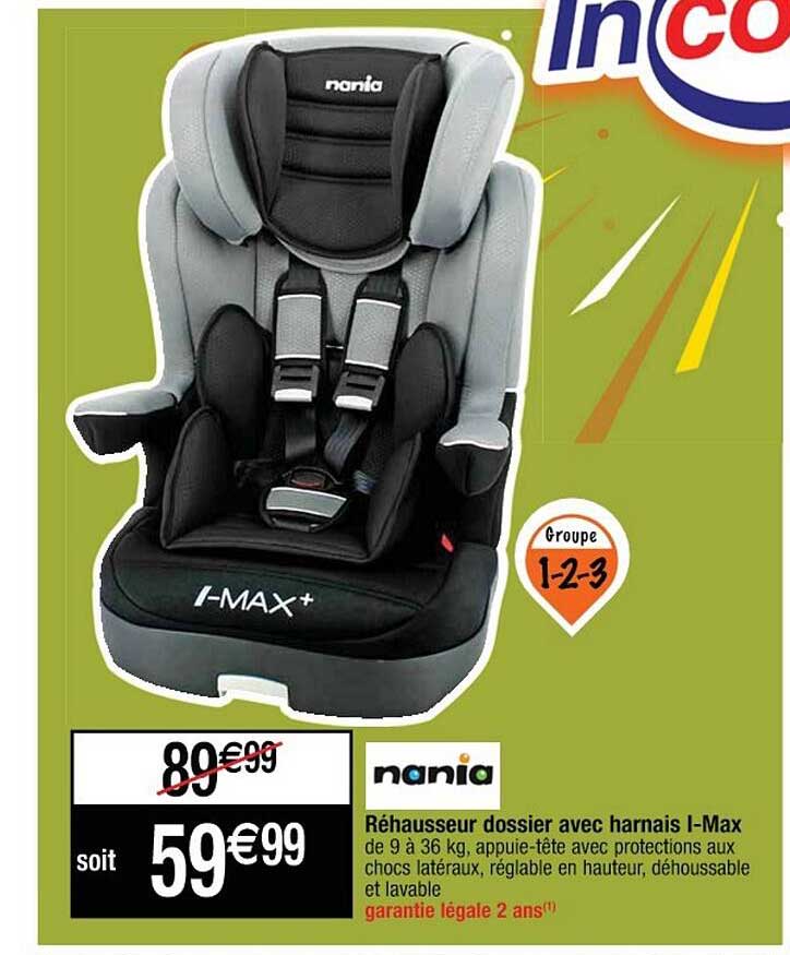 réhausseur dossier avec harnais i-max nania