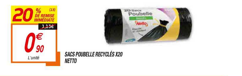 sacs poubelle recyclés x20 netto
