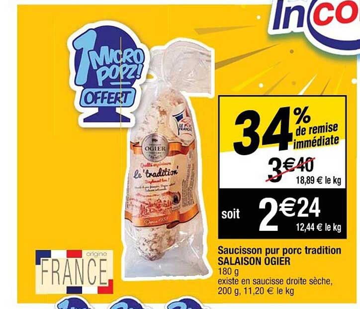 saucisson pour porc tradition salaison ogier