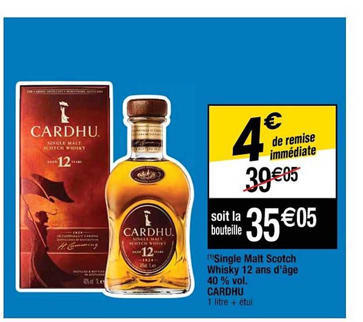 single malt scotch whisky 12 ans d'âge 40% vol. cardhu