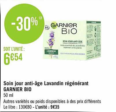 soin jour anti-âge lavandin régénérant garnier bio