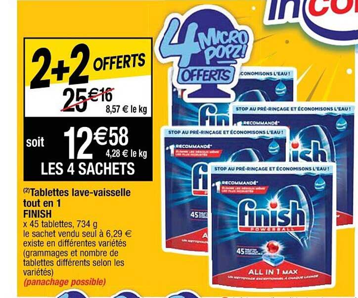 tablettes lave-vaisselle tout en 1 finish