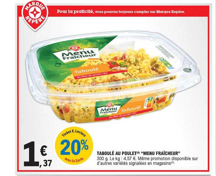 Taboulé Au Poulet "menu Fraîcheur"