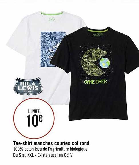 tee-shirt manches courtes col rond rica lewis