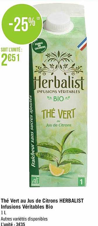 Thé Vert Au Jus De Citrons Herbalist Infusions Véritables Bio