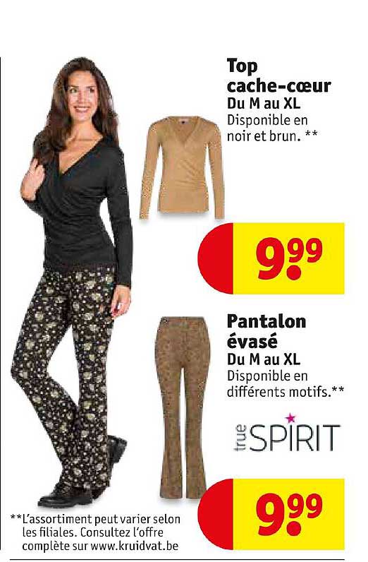 top cache-cœur, pantalon évasé true spirit