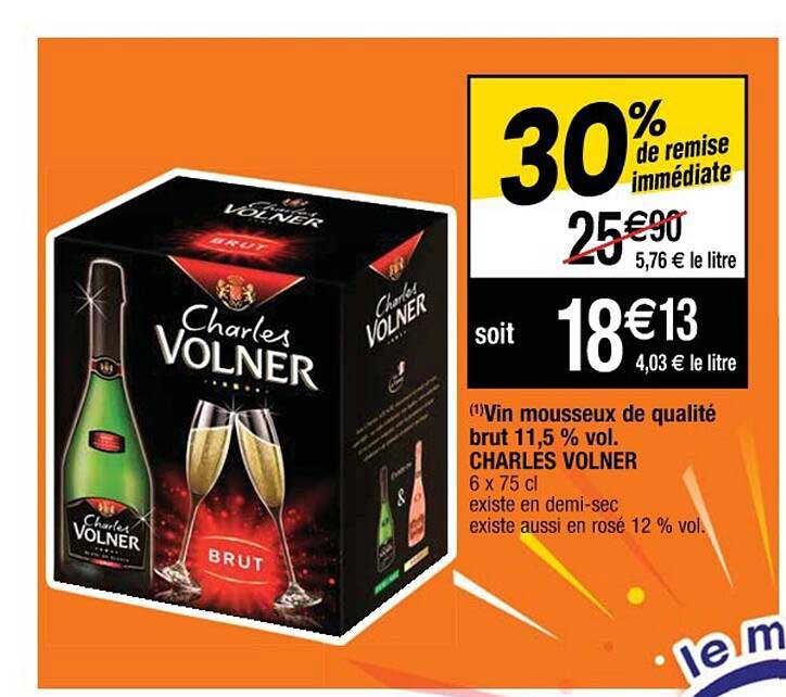 vin mousseux de qualité brut 11,5% vol. charles volner