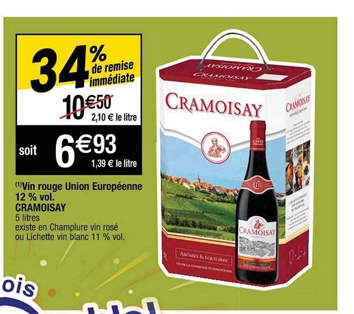 vin rouge union européenne 12% vol. cramoisay