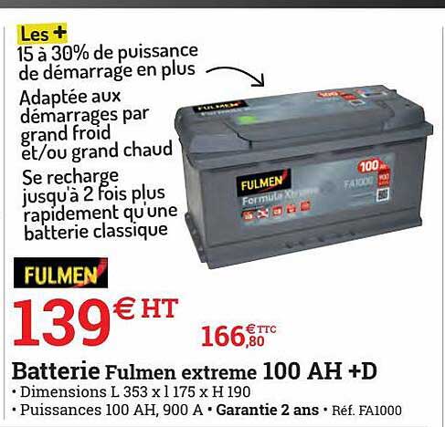Batterie Fulmen Extreme 100 Ah+d