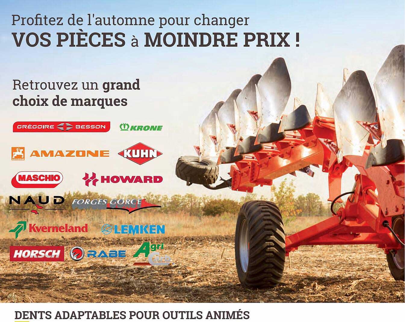 dents adaptables pour outils animés