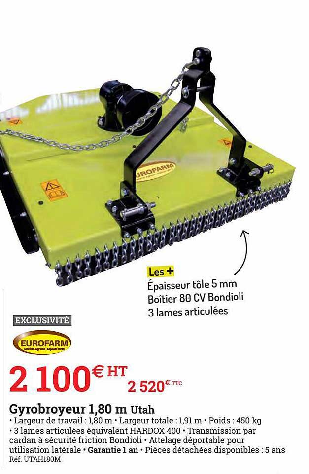 gyrobroyeur 1,80 m utah eurofarm