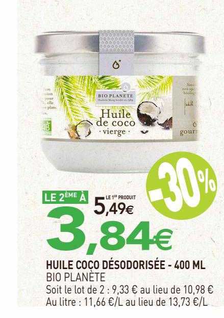 Huile Coco Désodorisée Bio Planete - 400ml