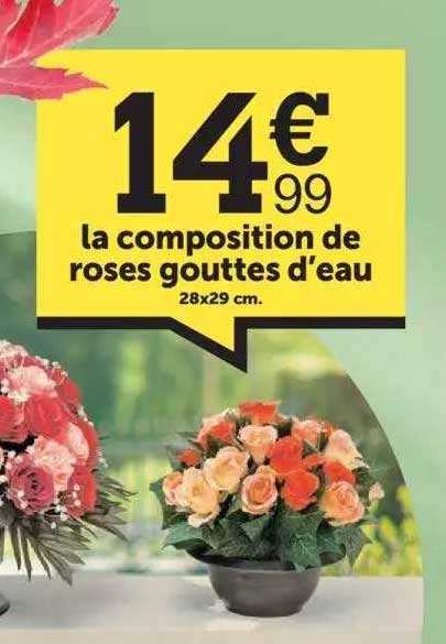 la composition de roses gouttes d'eau
