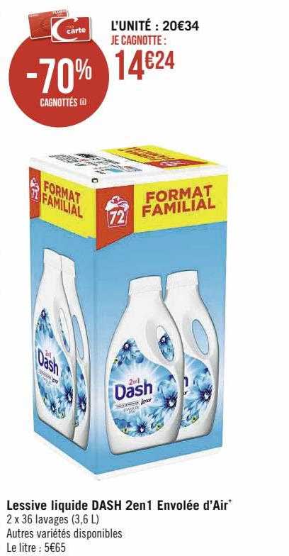 lessive liquide dash 2 en 1 envolée d'air