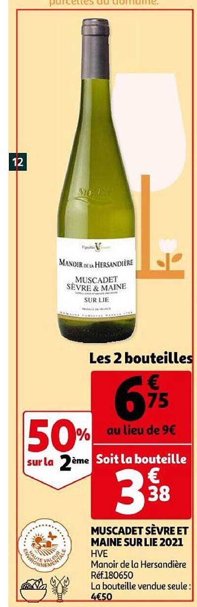 muscadet sèvre et maine sur lie 2021 hve manoir de la hersandière