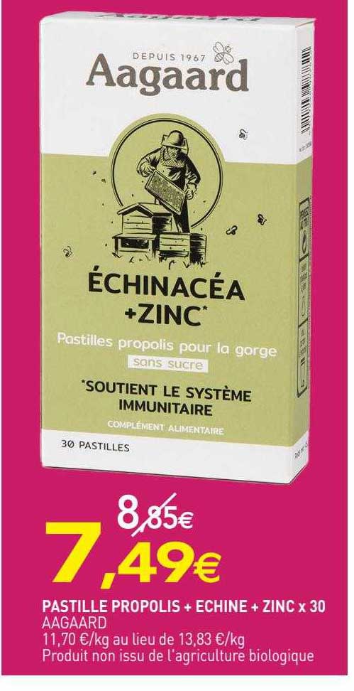 pastille propolis + échine + zinc aagaard - x30