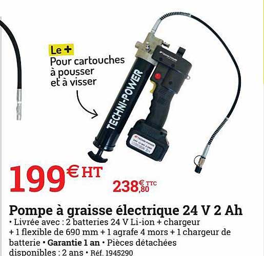 pompe à graisse électrique 24v 2 ah techni-power