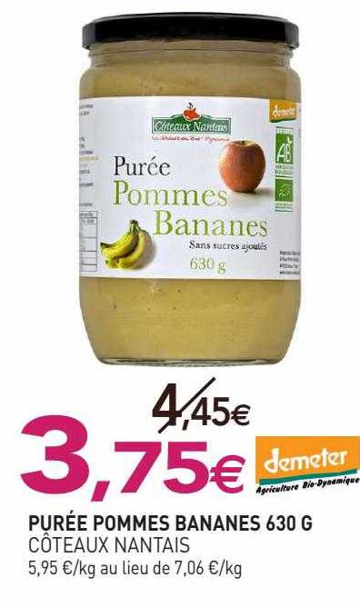 purée pommes bananes côteaux nantais - 630 g