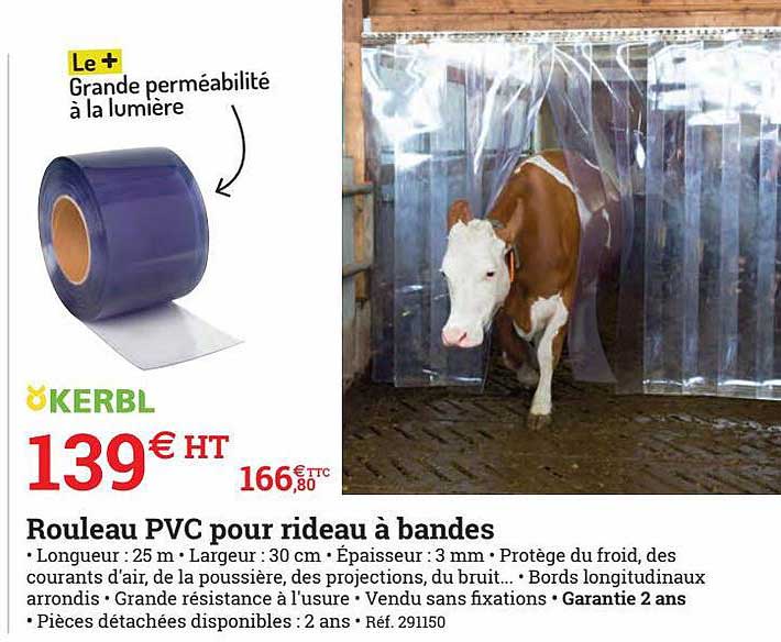 rouleau pvc pour rideau à bandes kerbl