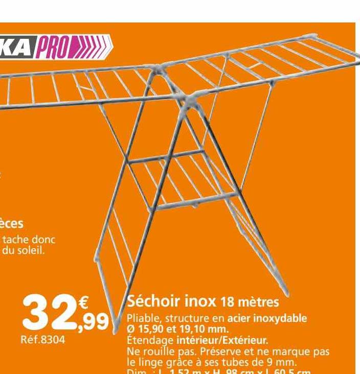 séchoir inox 18 mètres