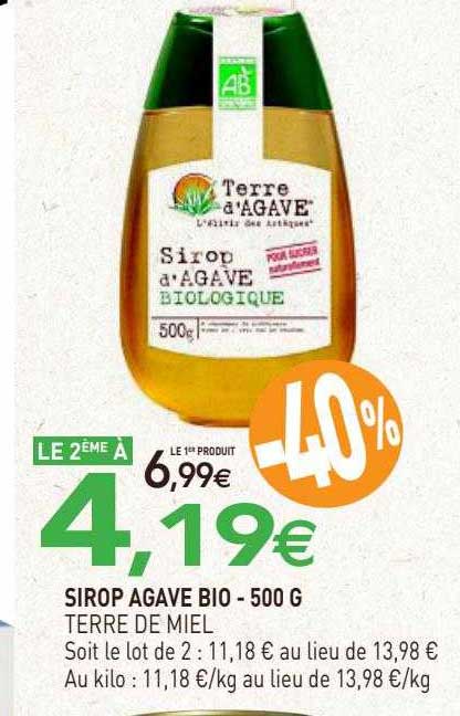 Sirop Agave Bio Terre De Miel - 500 G