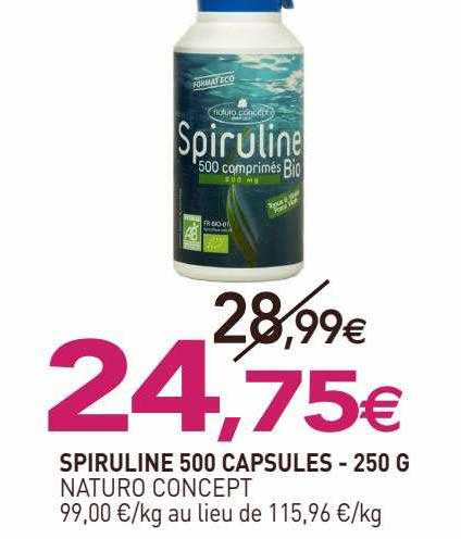 spiruline 500 capsules naturo concept - 250 g