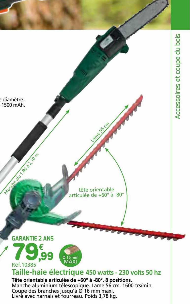 taille-haie électrique 450 watts - 230 volts 50 hz