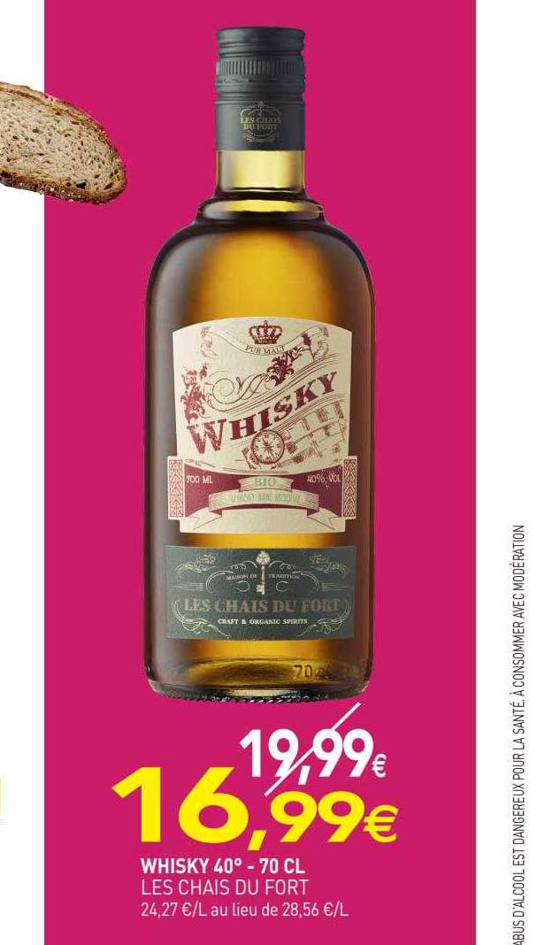 whisky 40° les chais du fort - 70 cl