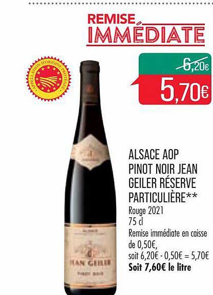 alsace aop pinot noir jean geiler réserve particulière