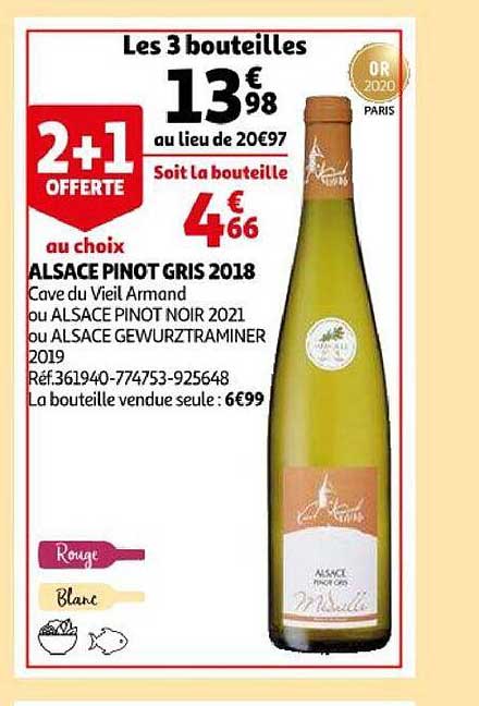 alsace pinot gris 2018 cave du vieil armand ou alsace pinot noir 2021 ou alsace gewurztraminer 2019