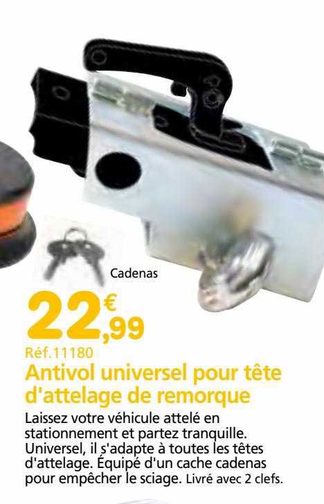 antivol universel pour tête d'attelage de remorque