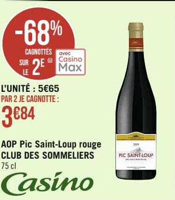 aop pic saint-loup rouge club des sommeliers