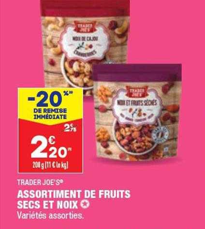 assortiment de fruits secs  et noix trader joe's