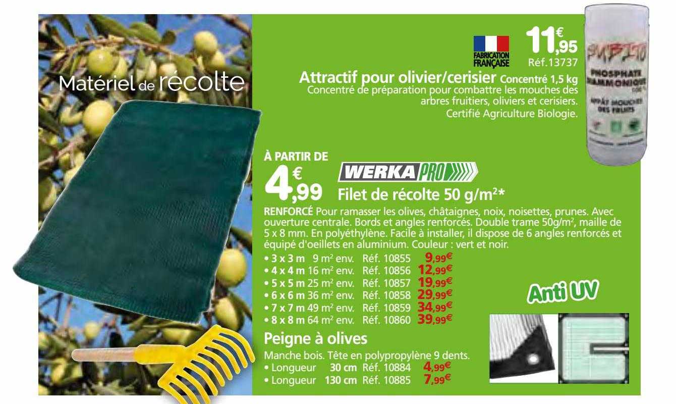 attractif pour olivier-cerisier, filet de récolte werka pro