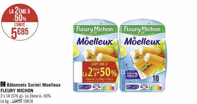 bâtonnets surimi moelleux fleury michon