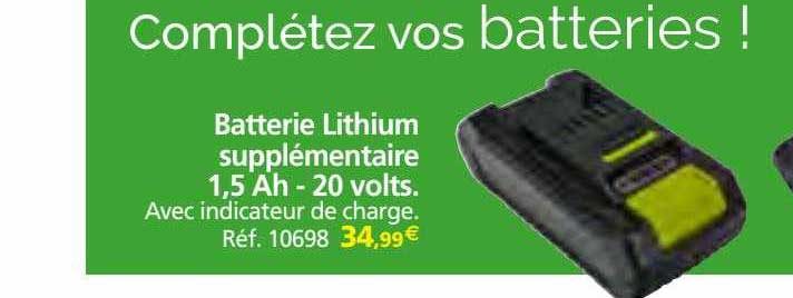 batterie lithium supplémentaire 1,5 ah - 20 volts