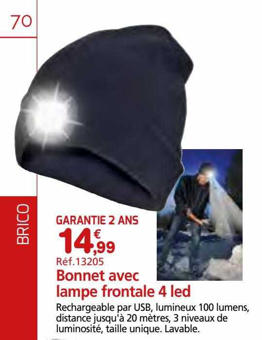 bonnets avec lampe frontale 4 led