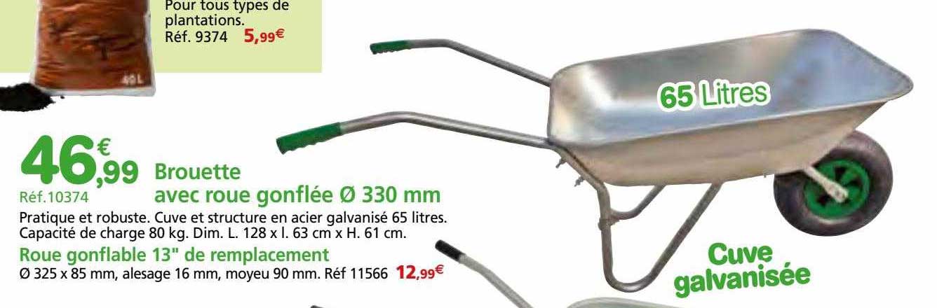 brouette avec roue gonflée ø 330 mm
