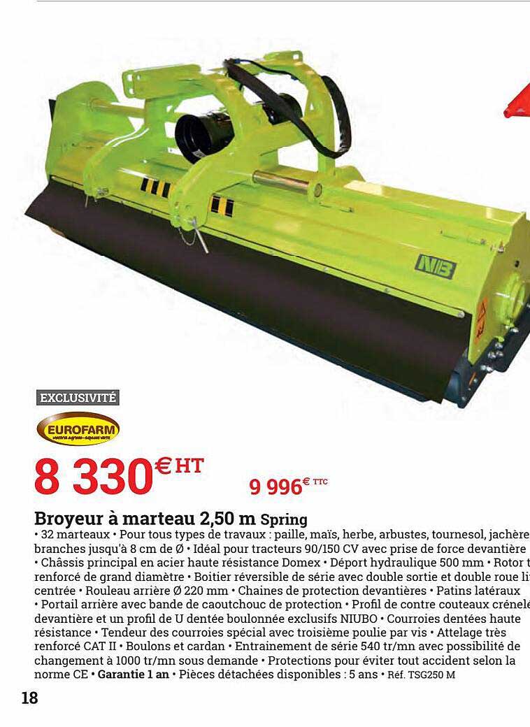 broyeur à marteau 2,50 m spring eurofarm