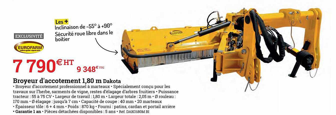 broyeur d'accotement 1,80 m dakota eurofarm