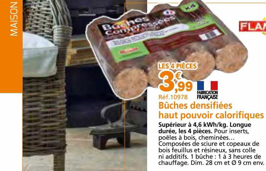 bûches densifiées haut pouvoir calorifiques
