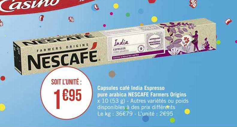 capsules café india espresso pure arabica nescafé farmers origins