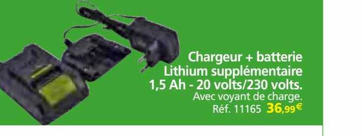 chargeur + batterie lithium supplémentaire 1,5 ah - 20 volts-230 volts