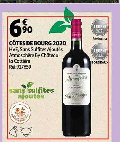 côtes de bourg 2020 hve, sans sulfites ajoutés atmosphère by château la cottière
